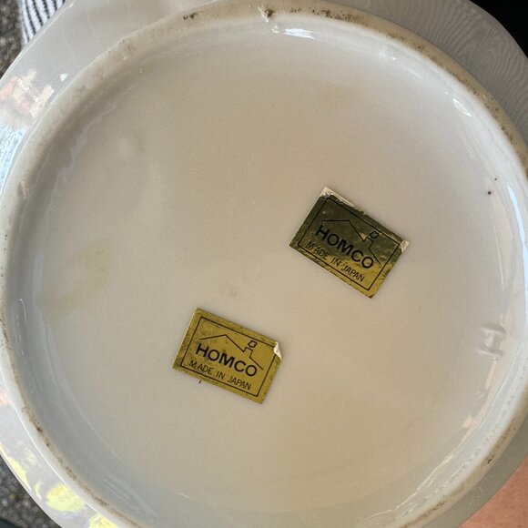 Vtg Homco Japanese Porcelain Tea Pot Hexagonal Kutani Bird Brass Handle 6" Asian - Picture 15 of 16